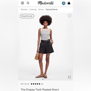 Madewell The Drapey Twill Pleated Short